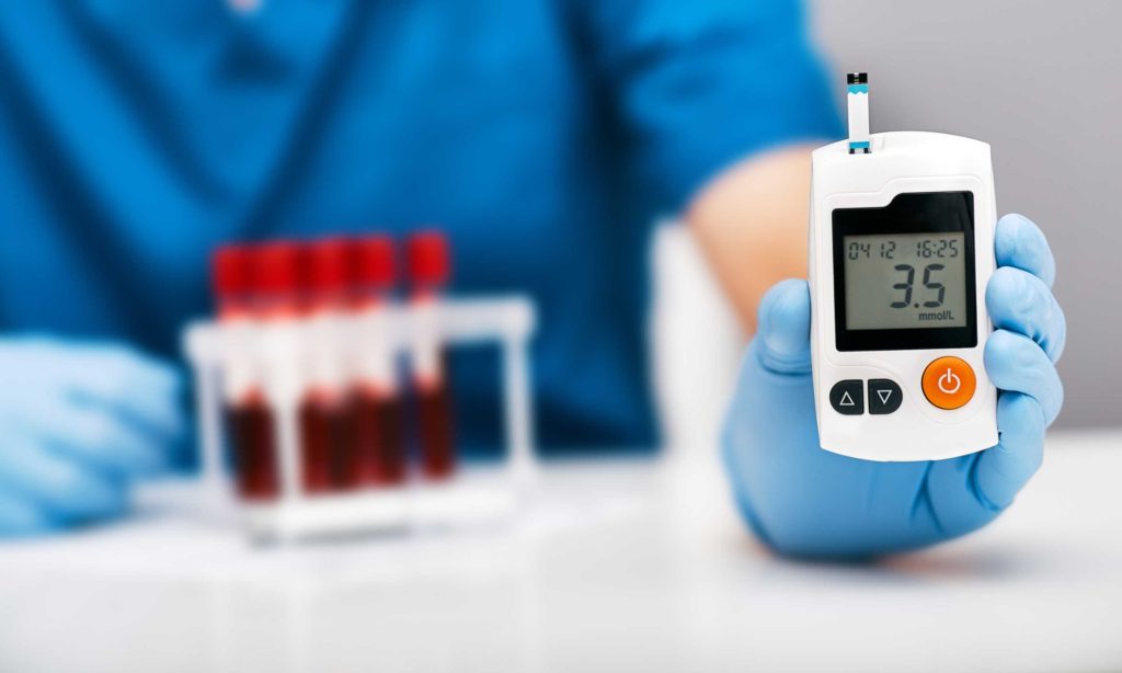 Diabetes blood test at Aroga Pharmacy